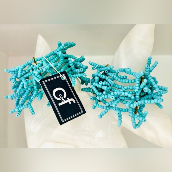 Vintage Turquoise Beaded Fringe Napkin Holders ~ Set of 3 - Picture 1 of 2